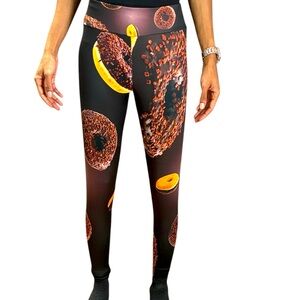 Donut Print Black Leggings